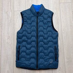 ASICS Reversible Fleece Puffer Vest Blue Full Zip Lightweight Men’s